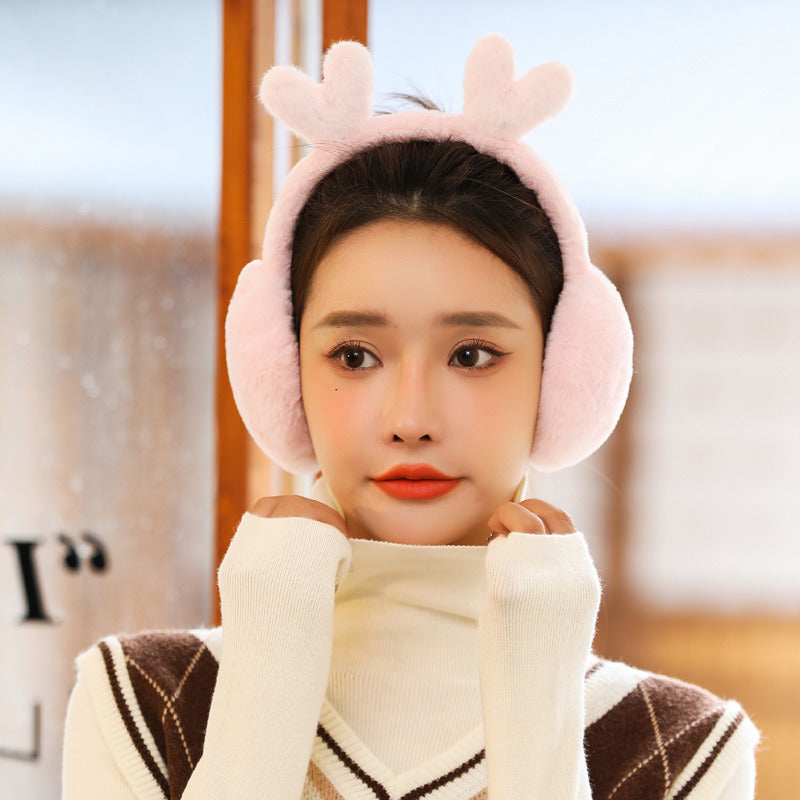 Warm Earmuffs Winter Earmuffs Men's and Women's Common Plush Earmuffs Earmuffs Rabbit Hair Earmuffs Korean Edition Cute Back Wear