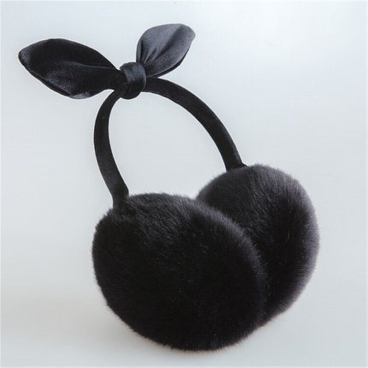 Available color: winter plush women's telescopic earmuffs Cute student bowknot warm ear bag