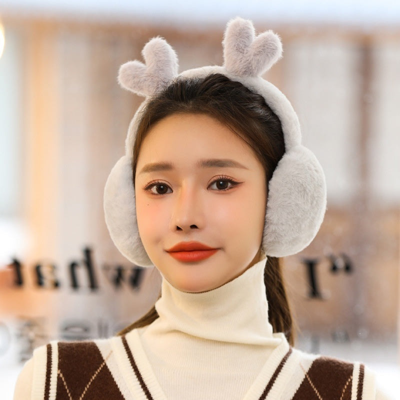 Warm Earmuffs Winter Earmuffs Men's and Women's Common Plush Earmuffs Earmuffs Rabbit Hair Earmuffs Korean Edition Cute Back Wear