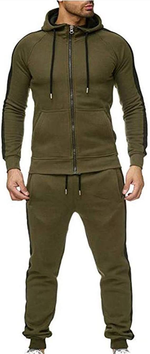 Men's2 Pieces Jacket & Pants Jogging Suits Sweatsuit Sportswear Casual Outfits Suit Full Zip Sports Sweatsuits