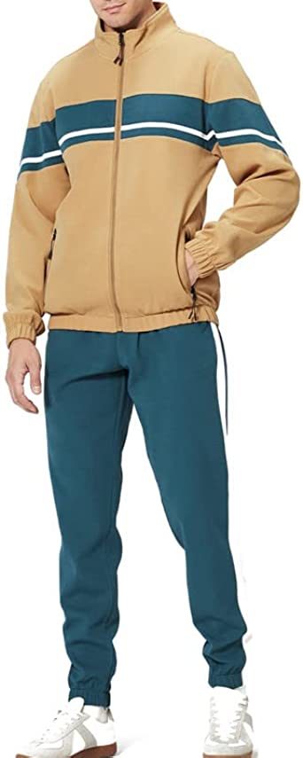 Men's Tracksuits 2 Piece Full Zip Hooded Sweatsuits Casual Running Outfits Slim Fit Gentlemen Jacket and Pants set