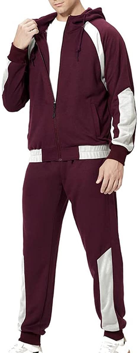 Men's Tracksuits 2 Piece Outfits Hooded Full Zip Casual Sweatsuits Regular Slim Fit Sport Suits Jacket & Pants Sets