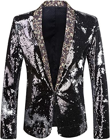 Men's Shiny Sequins Suit Jackets Sparkle Sequin Open Front Blazers Casual Stylish Cardigan for Party Wedding Prom Purple
