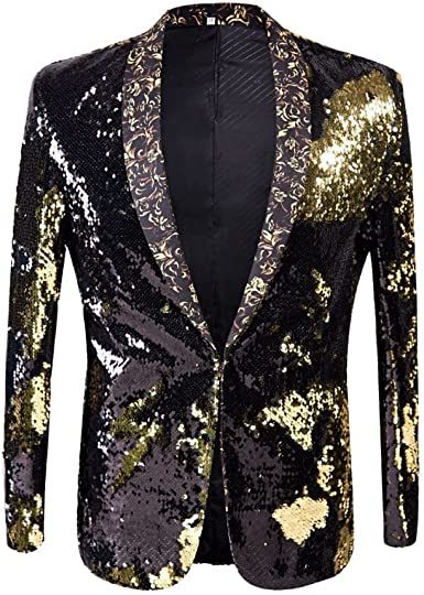 Men's Shiny Sequins Suit Jackets Sparkle Sequin Open Front Blazers Casual Stylish Cardigan for Party Wedding Prom Purple