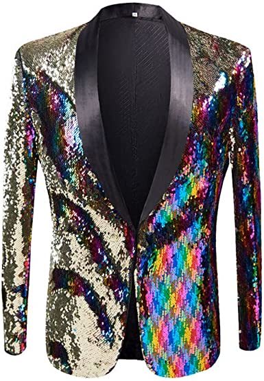 Men's Shiny Sequins Suit Jackets Sparkle Sequin Open Front Blazers Casual Stylish Cardigan for Party Wedding Prom Purple