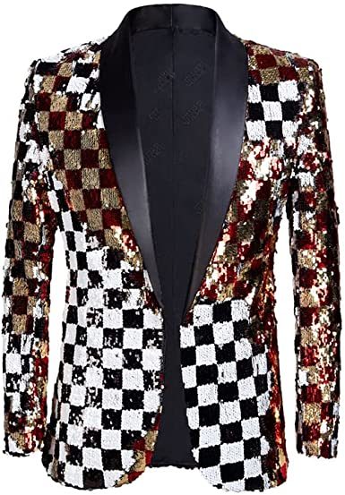 Men's Shiny Sequins Suit Jackets Sparkle Sequin Open Front Blazers Casual Stylish Cardigan for Party Wedding Prom Purple