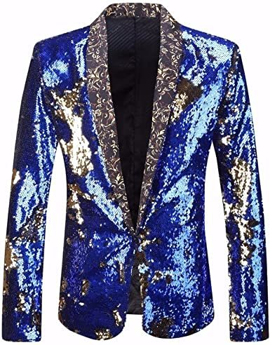 Men's Shiny Sequins Suit Jackets Sparkle Sequin Open Front Blazers Casual Stylish Cardigan for Party Wedding Prom Purple