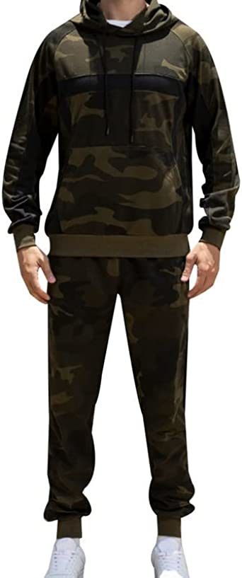 Men's Tracksuit 2 Piece Sweatsuits Full Zip Hooded Athletic Casual Outfits Jogging Sport Suits Jacket & Pants Set