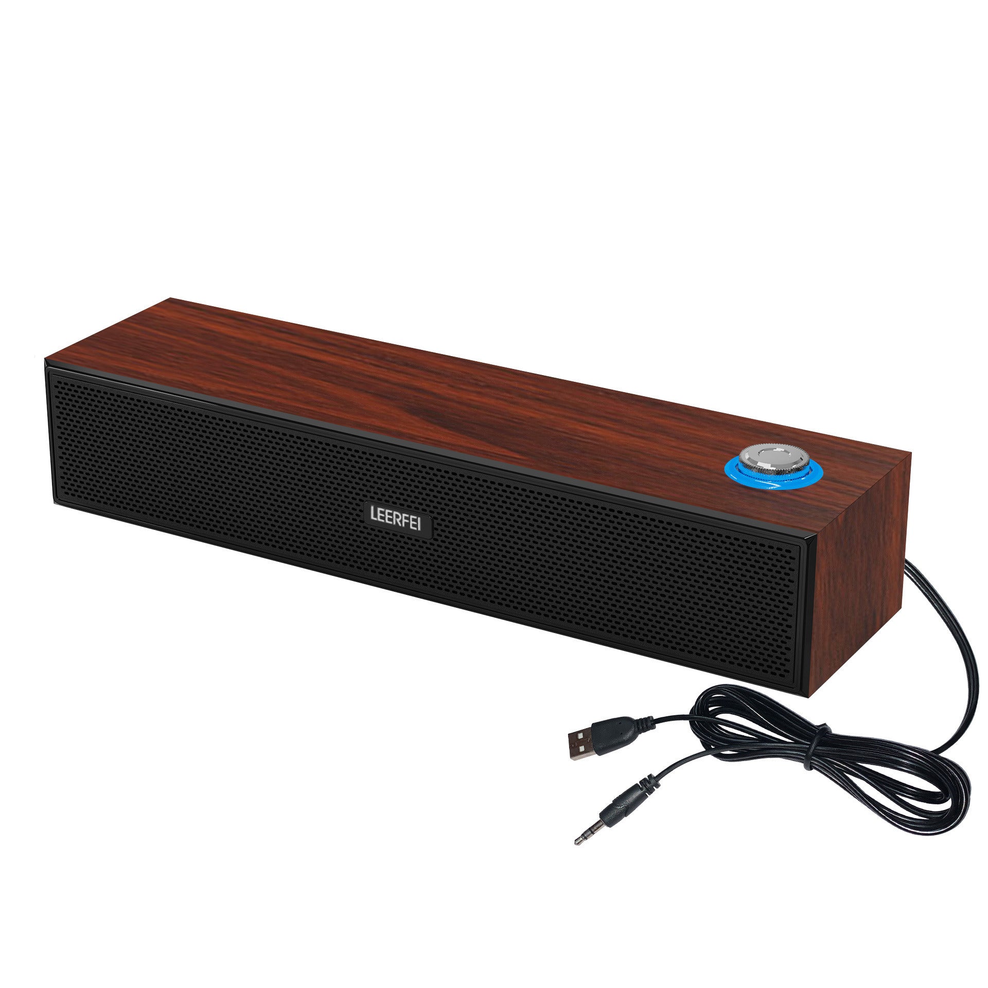 Portable Wooden Wired Bluetooth 5.0 Desktop Speaker Subwoofer Sound Bar Sound Bar Hifi Stereo Card Multimedia Audio Music Center