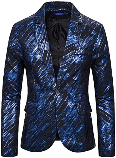 Mens Floral Suit Jackets 1 Button Casual Flat Collar Brush Grain Blazer for Banquet; Prom