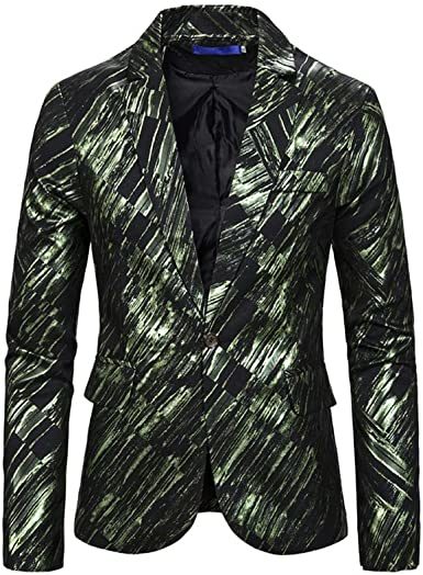 Mens Floral Suit Jackets 1 Button Casual Flat Collar Brush Grain Blazer for Banquet; Prom