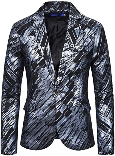 Mens Floral Suit Jackets 1 Button Casual Flat Collar Brush Grain Blazer for Banquet; Prom