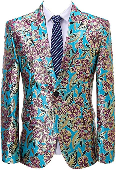Men's Floral Dress Suits Premium Jacket One Button Luxury Embroidered Blazer Tux Banquet Wedding Coat