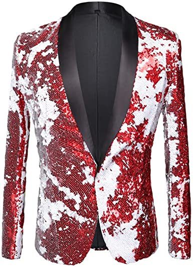 Men's Shiny Sequins Suit Jackets Sparkle Sequin Open Front Blazers Casual Stylish Cardigan for Party Wedding Prom Purple
