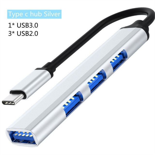 Aluminum Alloy Splitter Multi-function One Drag Four Hubs Hub Expander High-speed Computer Multi Interface Dock