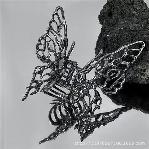 Korea INS Bright Silver Cross Geometric Hairpin Butterfly Grab Clip Hair Claw Woman Girls Styling Barrette Headdress