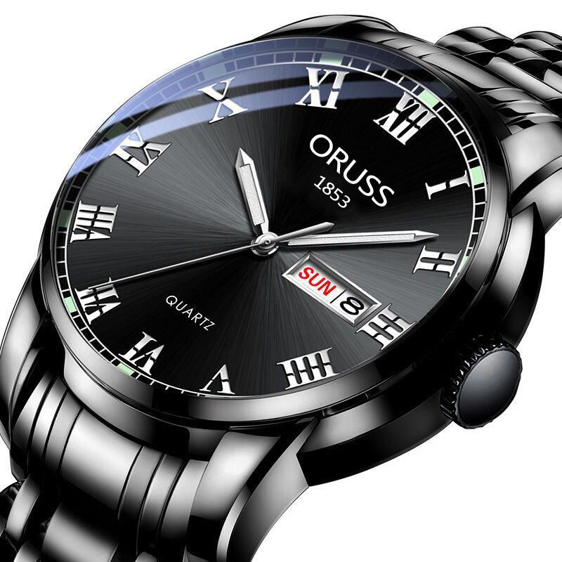 Men Watch Stainless Steel Top Quailty Luxury Push Button Hidden Clasp Waterproof Luminous Date Week Sport Wrist Watches