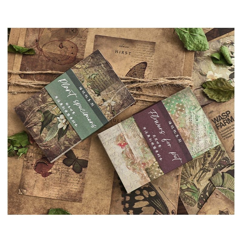 60 Sheets Memo Pad Sulfuric Acid Paper Material Book Vintage Collage Journaling Decoration School Stationery