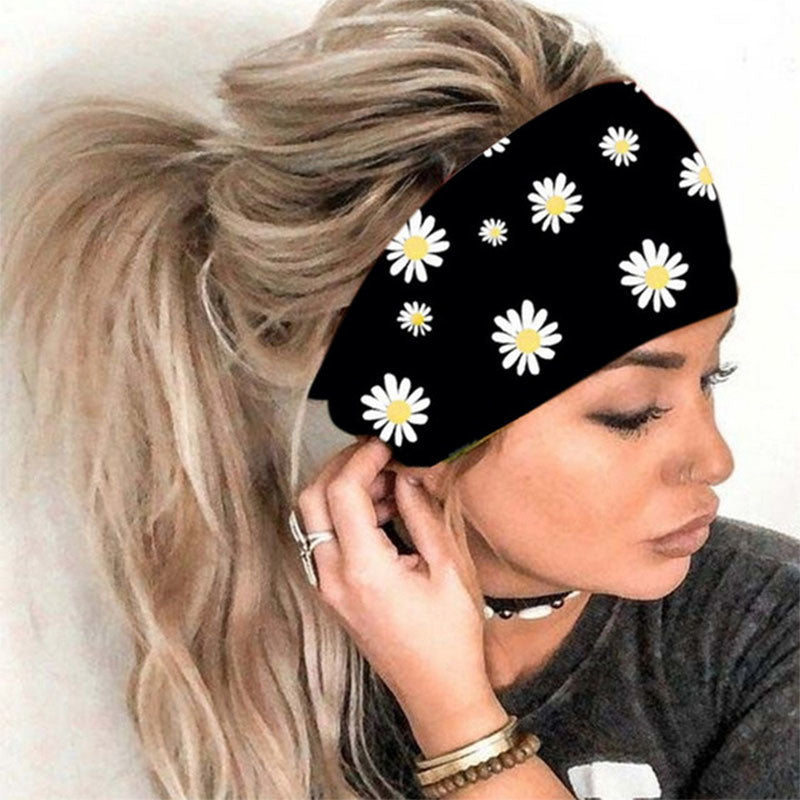 Womens Fashion Summer Headbands Floral Print Turban Headwrap Vintage Hairband Bandana Cross Turban Hairbands Hair Accessories