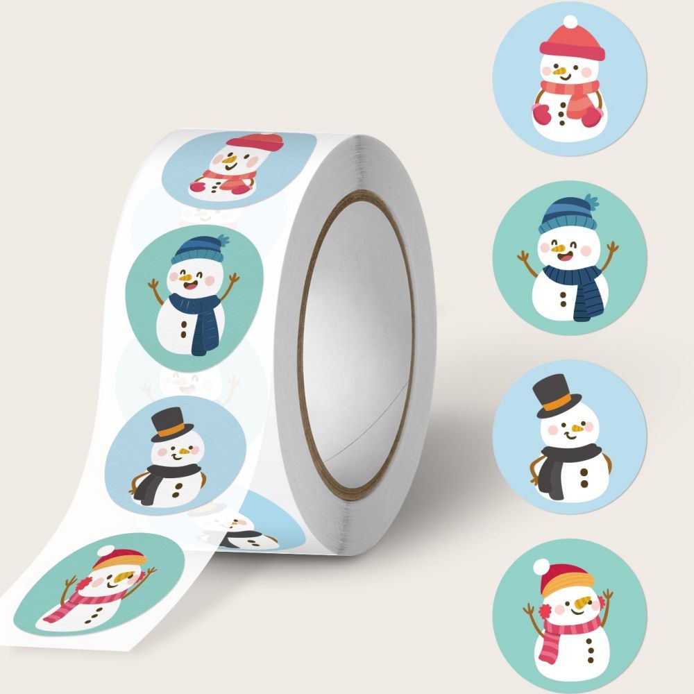500PCS/ROLL Christmas Stickers for Envelope 3.8CM Round Merry Christmas Stickers 4 Designs Christmas Decoration Stickers