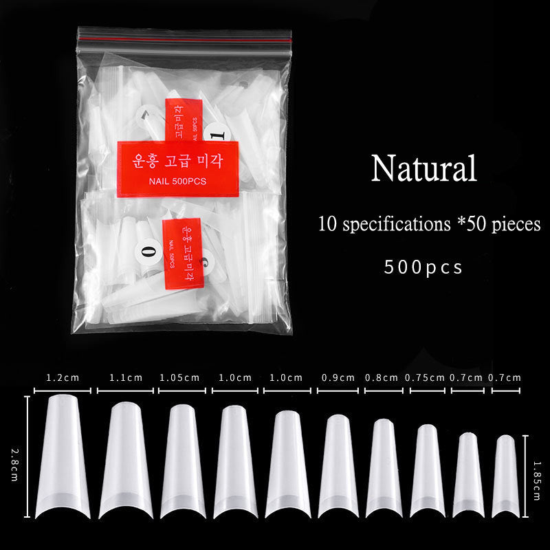 500Pcs 10 Size Bagged Fake False Nails Half French Acrylic ABS Manicure Fingers Toes Set