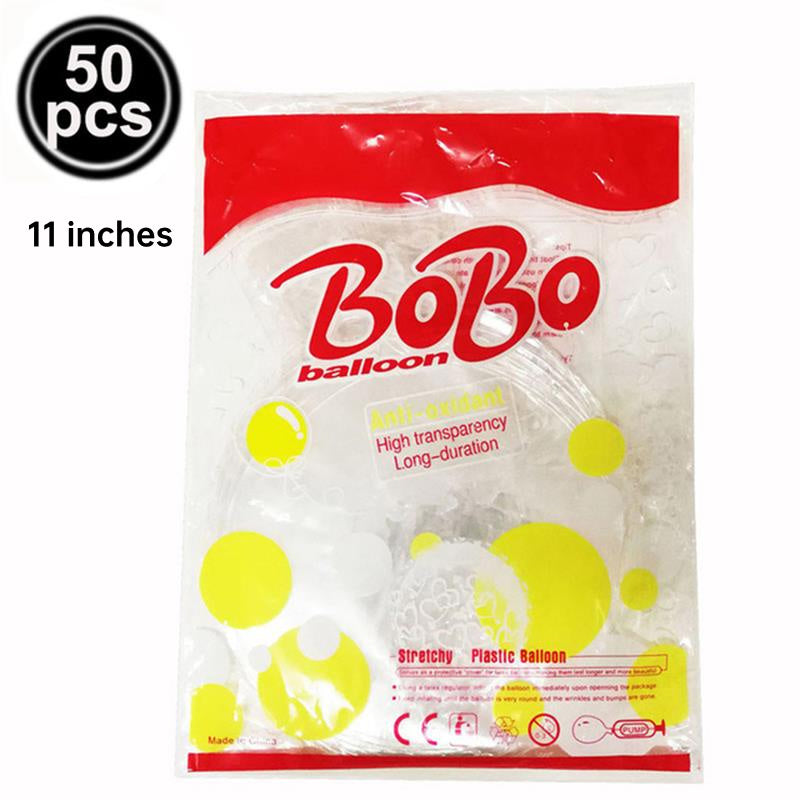 50PCS 11 inch Inflatable Bobo Balloon Transparent Globes Happy Birthday Bobo Bubble Balloons Wedding Birthday Party Decoration