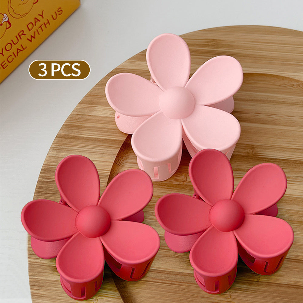 3pcs Fashion Women Plastic Hair Claws Crab Clamps Charm Solid Color Flower Shape Lady Small Hair Clips Headdress Hair Accessorie
