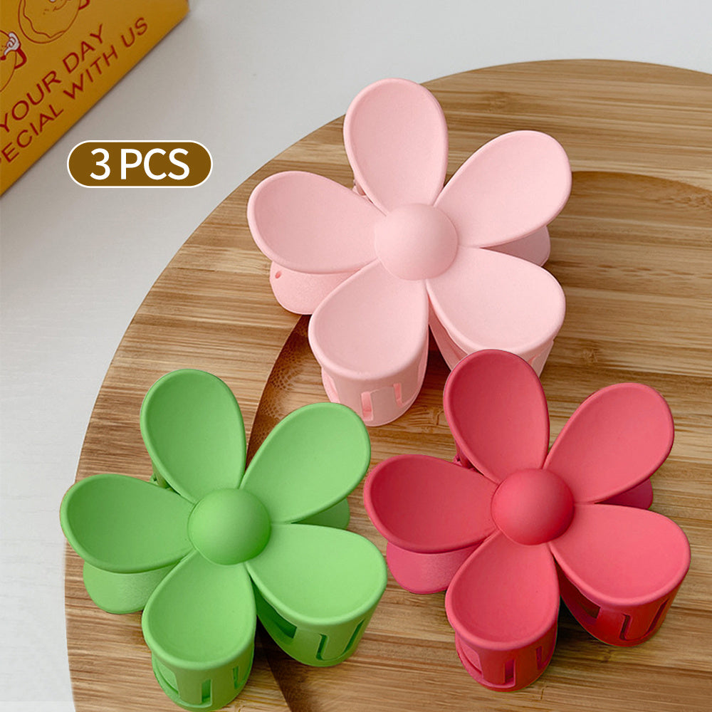 3pcs Fashion Women Plastic Hair Claws Crab Clamps Charm Solid Color Flower Shape Lady Small Hair Clips Headdress Hair Accessorie