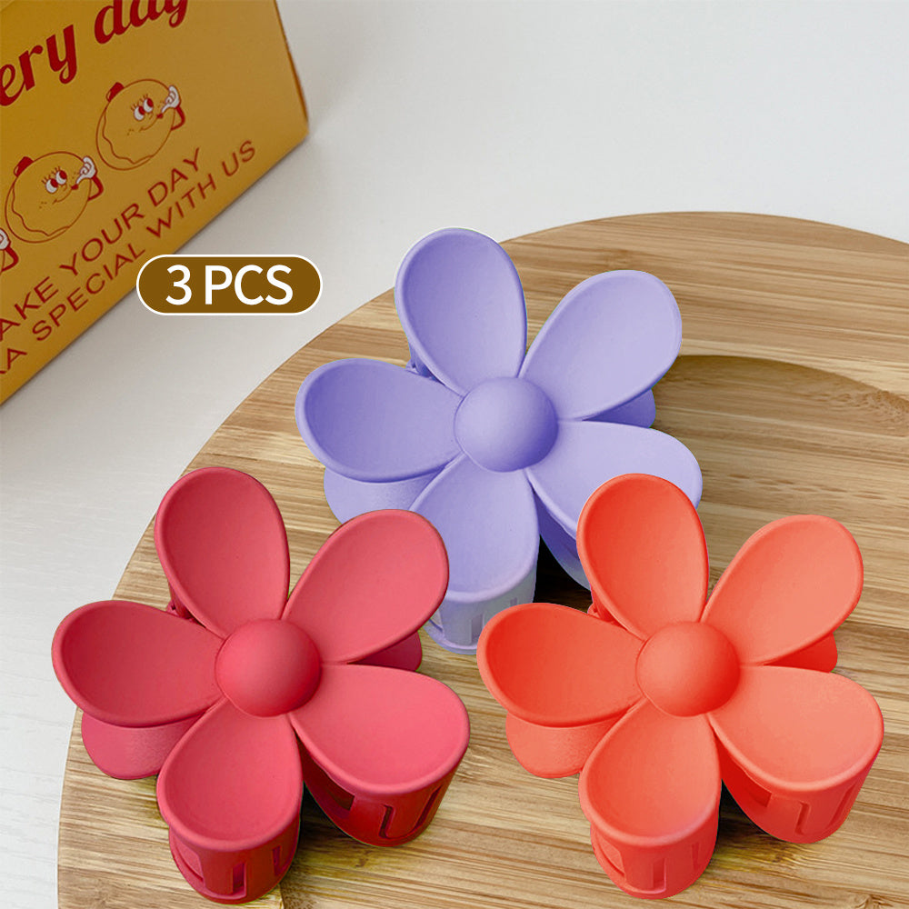 3pcs Fashion Women Plastic Hair Claws Crab Clamps Charm Solid Color Flower Shape Lady Small Hair Clips Headdress Hair Accessorie