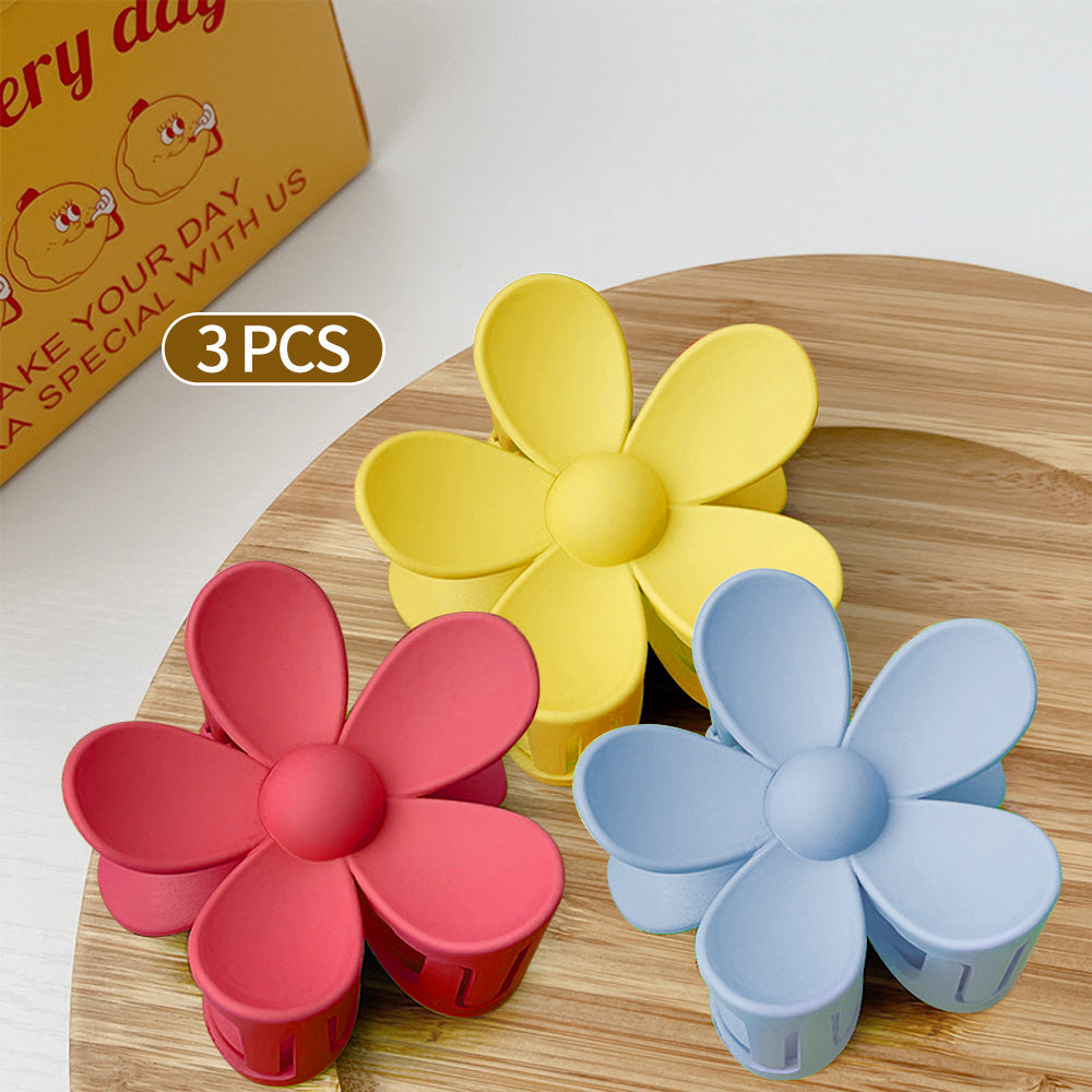 3pcs Fashion Women Plastic Hair Claws Crab Clamps Charm Solid Color Flower Shape Lady Small Hair Clips Headdress Hair Accessorie