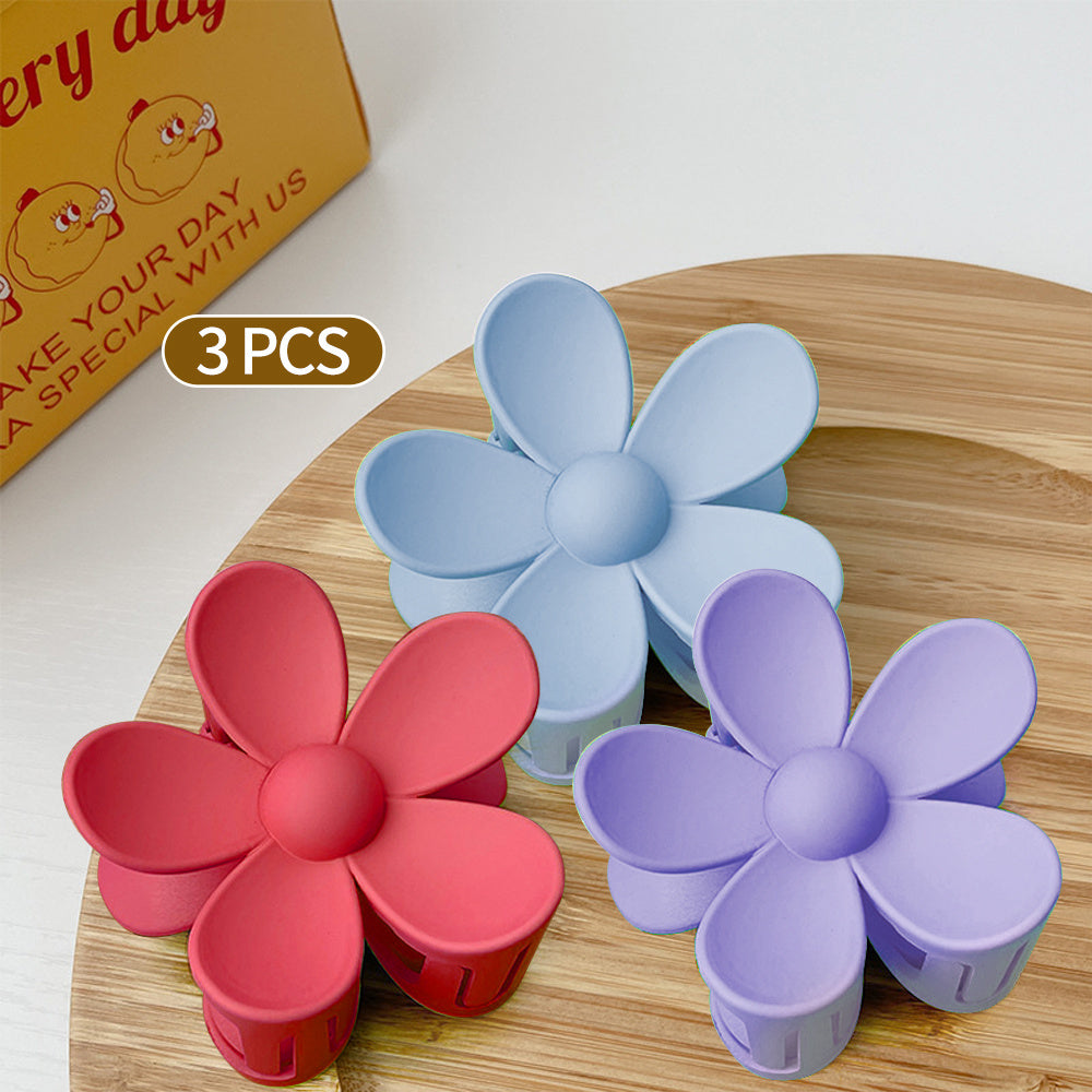 3pcs Fashion Women Plastic Hair Claws Crab Clamps Charm Solid Color Flower Shape Lady Small Hair Clips Headdress Hair Accessorie