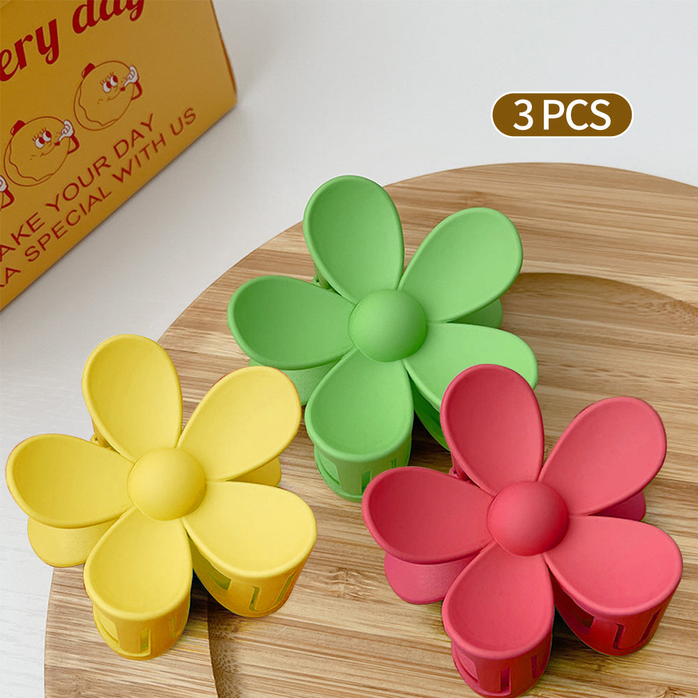 3pcs Fashion Women Plastic Hair Claws Crab Clamps Charm Solid Color Flower Shape Lady Small Hair Clips Headdress Hair Accessorie