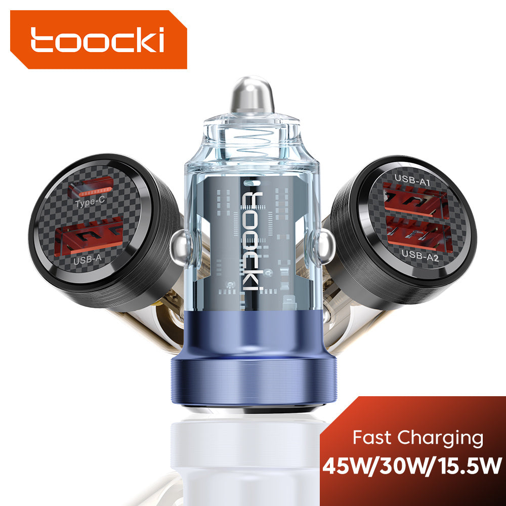 Toocki 45W/30W Car Charger Type C Fast Charging Auto Mobile Phone Charger Adapter For iphone Samsung Huawei PD AFC SCP QC 3.0