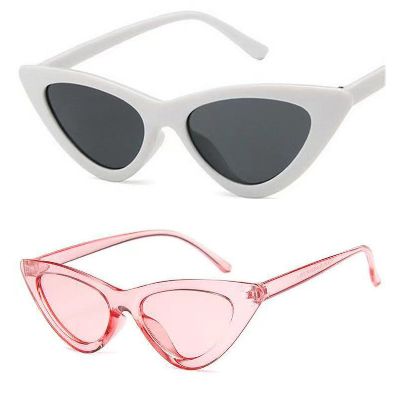 New Triangle Sunglasses Women's Trendy Internet Celebrity Same Style Cats' Eye Sunglasses Transparent Lens Marine Glasses