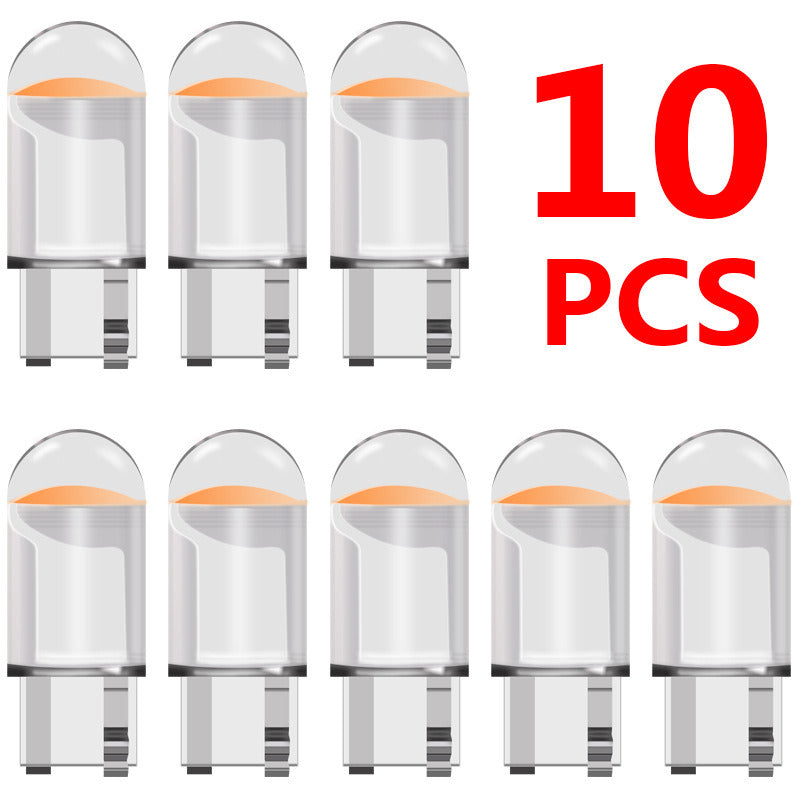 10 PCS T10 W5W LED Signal Light for Car Bulb Glass Housing COB 7000K White 12V Auto Interior Wedge Side Door Dome Reading Lamps