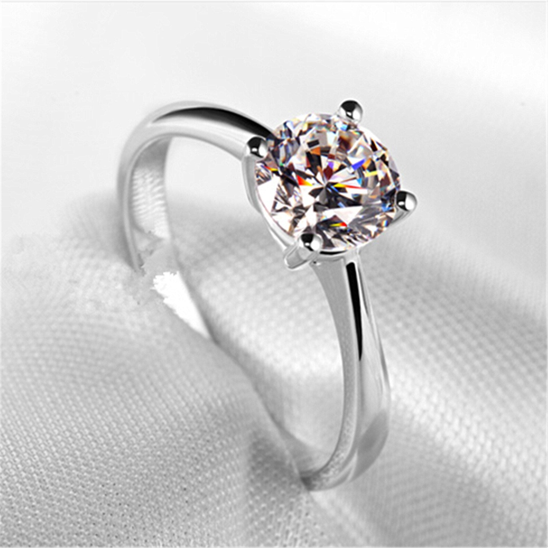 Daily Jewelry Make You Fashionable Four Claw White Gold Diamond Cut Copper Ring