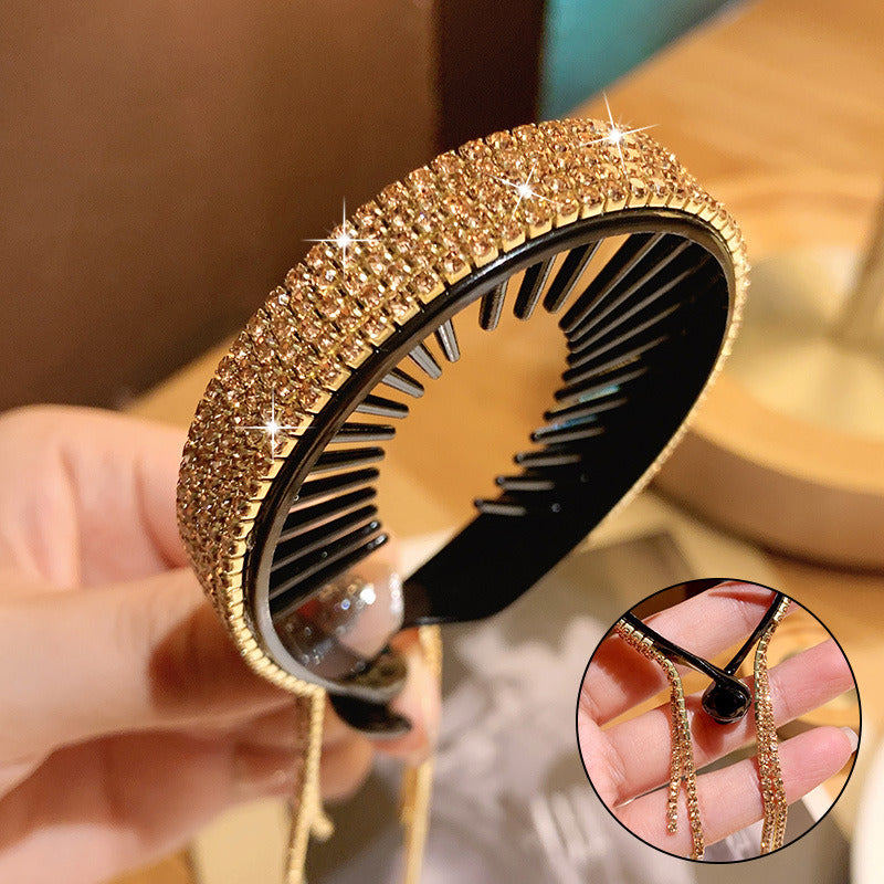 Elegant Luxury Rhinestone Tassel Ponytail Hair Claws Womens Fashion Hair Accessories Hair Clips Barrettes Hairpin Headband