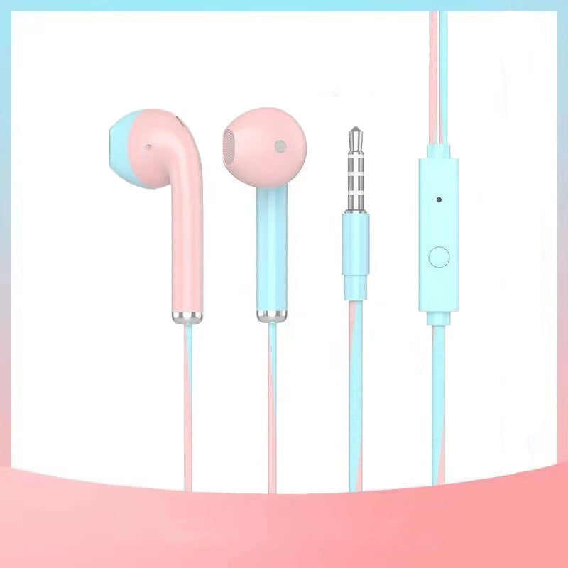 New Macaron Wire-Controlled Headset Universal in-Line in-Ear Walkman Stereo Headset Gift Headset