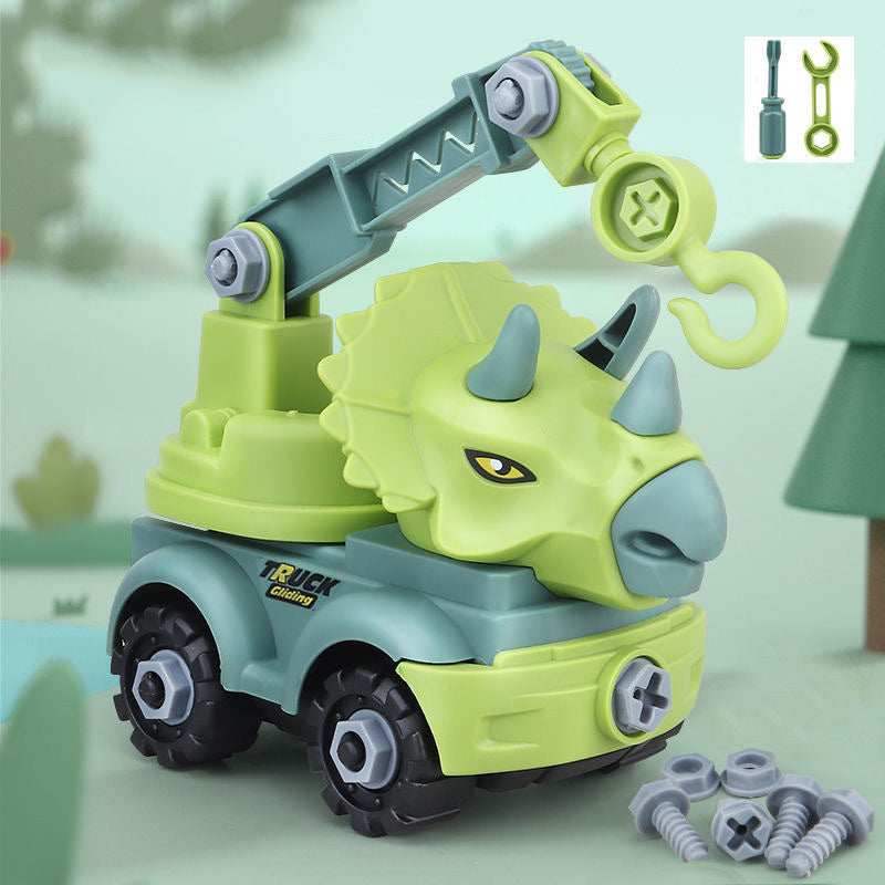 Children's construction toy dinosaur project automobile excavator dump truck; education diy car toy children's car toy