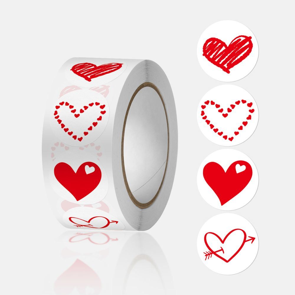 500pcs/roll Heart Stickers Roll; 2.5x2.5cm Heart Stickers Lables for Baking Packaging; Envelope Seals; Small Business