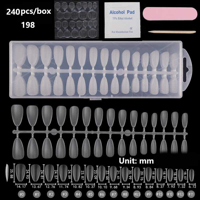 240pcs/Box High Quality False Nails Acrylic Press on Nails Coffin Artificial Nails Clear/Matte Tips for Extension Manicure Tool