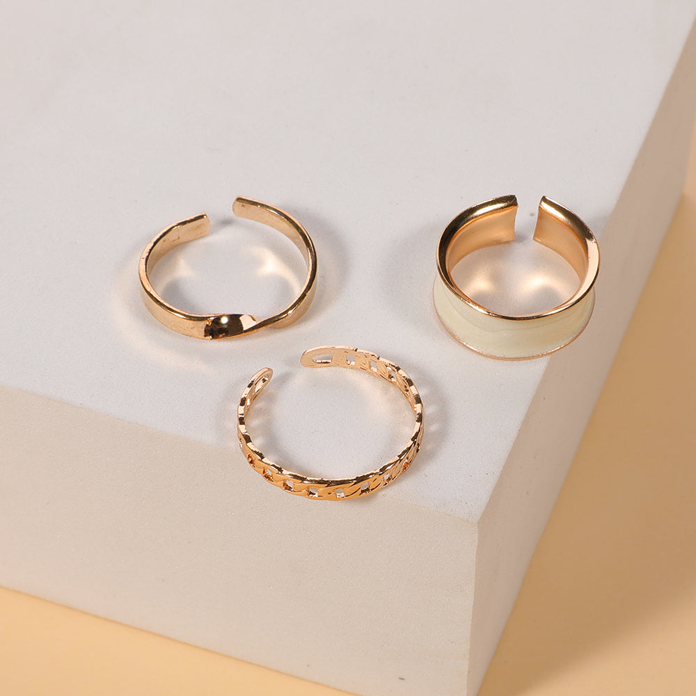 Female fashion personality fashion niche design ring jewelry; chain metal open combination ring