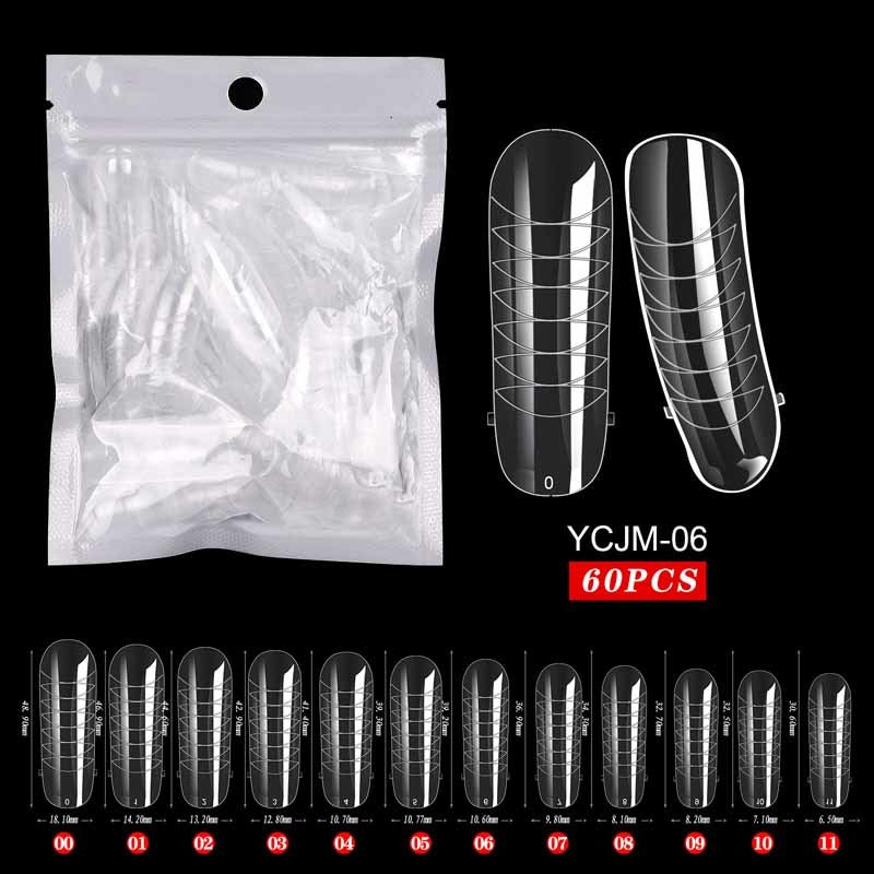 60pcs False Nail Tips Sculpted Full Cover Nail Tips Fake Finger UV Gel For Extension Building Gel Polish Fake Artificial Tool