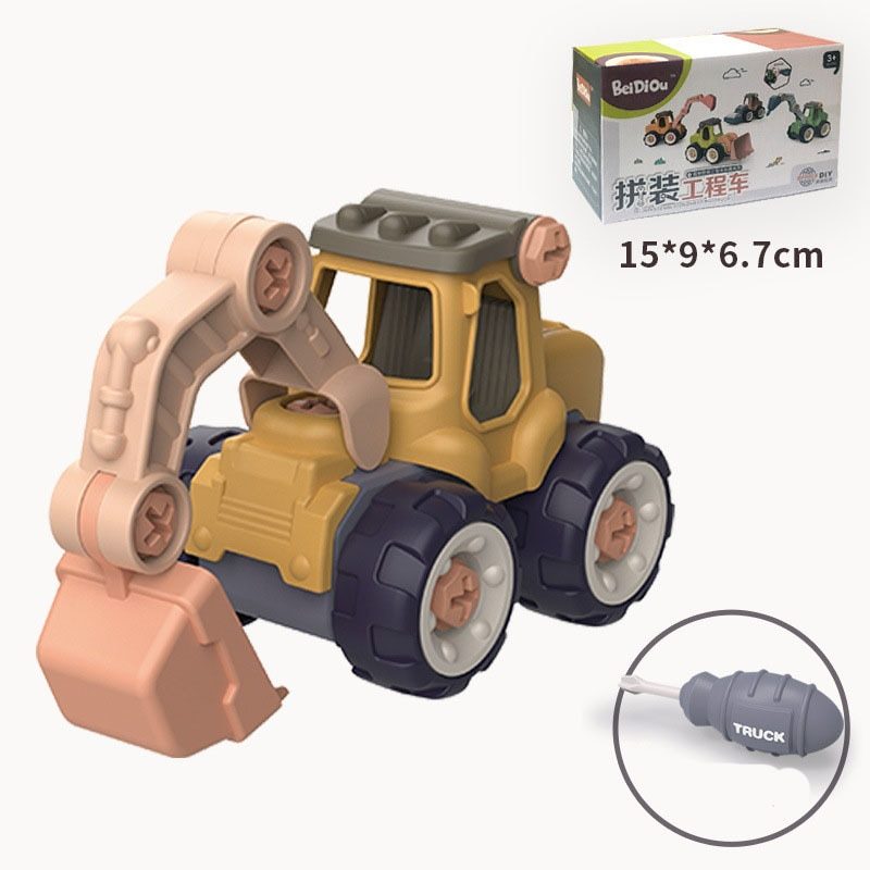 Children's Disassembly and Assembly DIY Nut Assembly Educational Engineering Vehicle Excavator Free Screwdriver