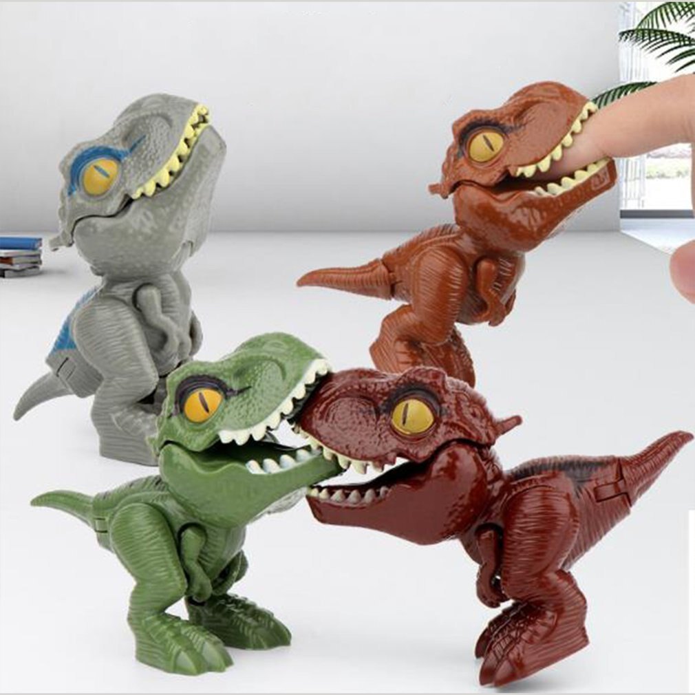 4pcs Finger Dinosaur Anime Action Figures Toys Funny Dino Eggs Interactive Biting Hand Creative Tricky Tyrannosaurus Model
