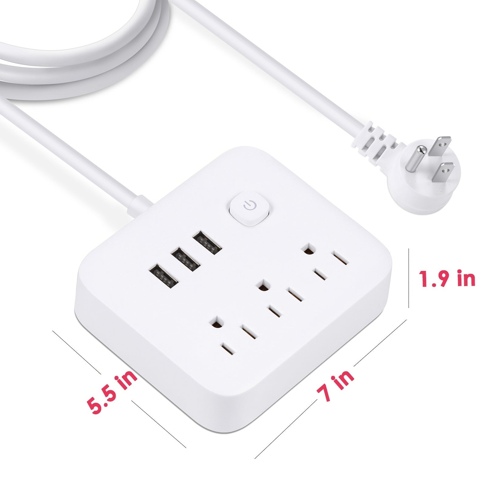 Power Strip Surge Protector(900J); 3 AC Outlets And 3 USB Port With Power Switch Outlet Extender (US Standard US Plug)
