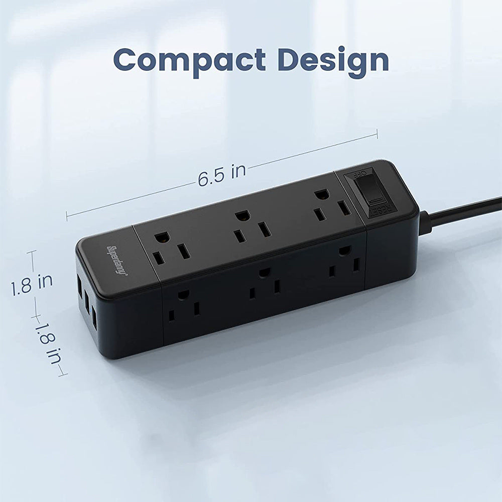 SUPERDANNY 9 Wide Spaced Outlets 3 USB Ports 6.5Ft Long Cord---MDL: ECS-US027