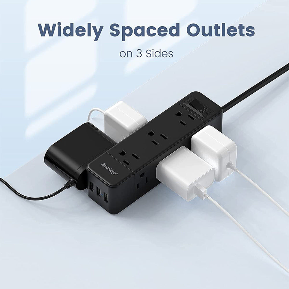 SUPERDANNY 9 Wide Spaced Outlets 3 USB Ports 6.5Ft Long Cord---MDL: ECS-US027
