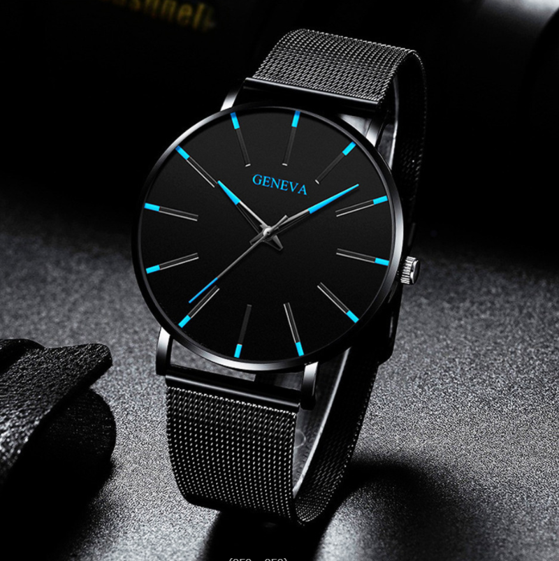 Hot Sales GENEVA Mesh Quartz Men Watch Simple Business Wristwatches