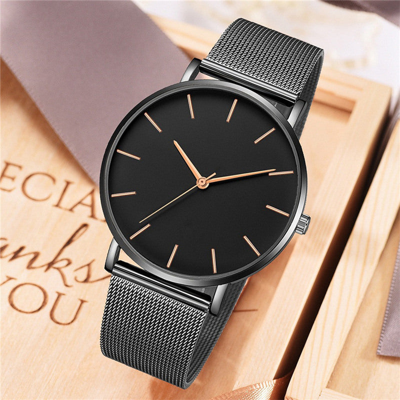 Quartz Casual Watches Simple Men Watch Women Wristwatch Mesh Band